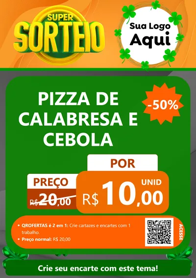 Modelo de Cartaz para Cartaz A4 Vertical com o tema Super Sorteio para Pizzaria