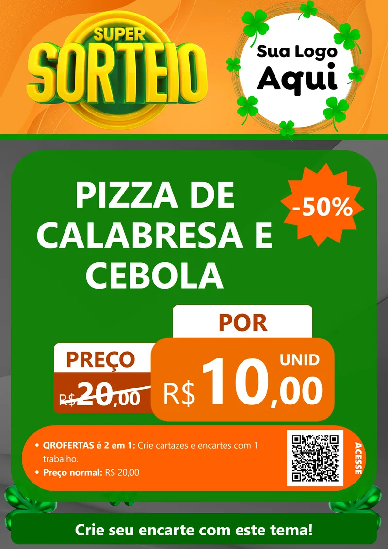 Modelo de Cartaz para Cartaz A4 Vertical com o tema Super Sorteio para Pizzaria