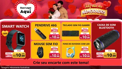 Modelo de TV para TV Horizontal com o tema Feliz Dia Dos Namorados para Informática