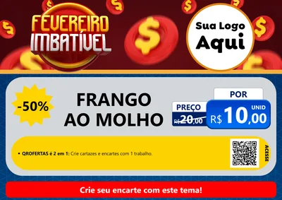 Modelo de Cartaz para Cartaz A4 Horizontal com o tema Fevereiro Imbatível para Restaurante