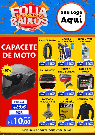 Modelo de Encarte para Encarte A4 Vertical com o tema Folia de Preços Baixos para Moto peças