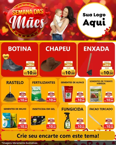 Modelo de Rede Social para Feed Instagram com o tema Semana das Mães para Agropecuária