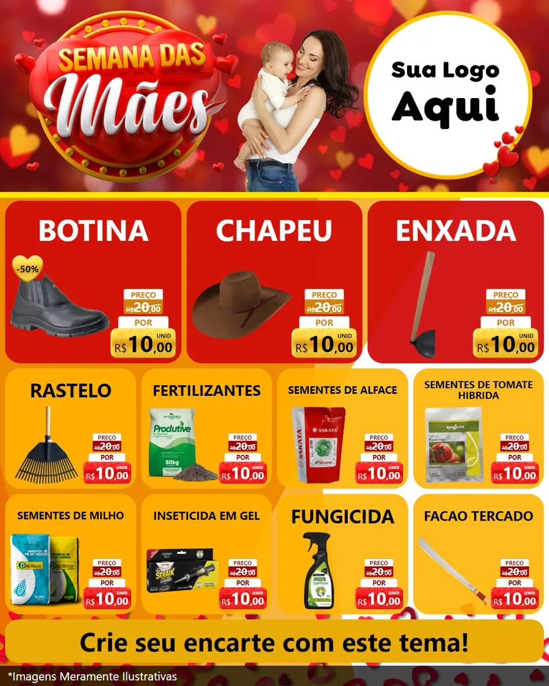 Modelo de Rede Social para Feed Instagram com o tema Semana das Mães para Agropecuária