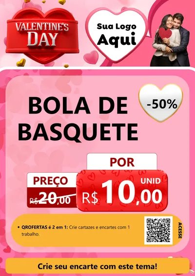 Modelo de Cartaz para Cartaz A4 Vertical com o tema Valentine's Day para Artigos Esportivos