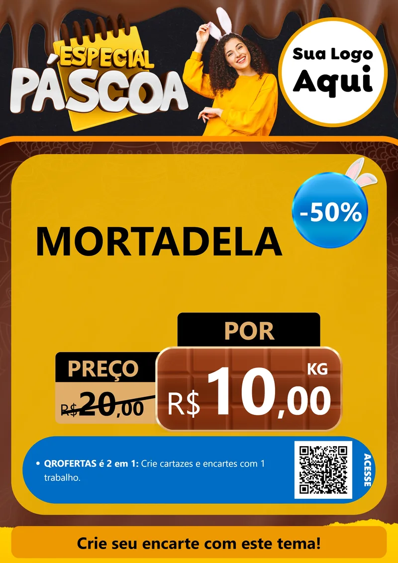 Modelo de Cartaz para Cartaz A4 Vertical com o tema Especial Páscoa para Frios e Laticínios