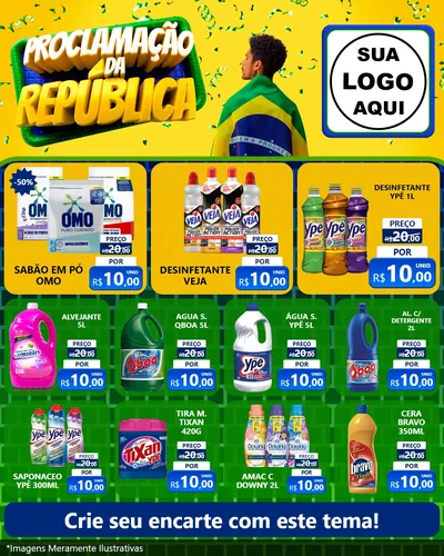 Modelo de Rede Social para Feed Instagram com o tema Proclamação da República para Produtos de Limpeza