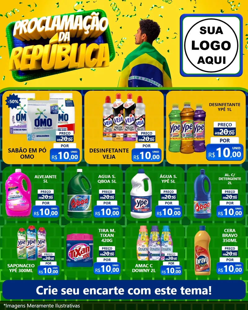 Modelo de Rede Social para Feed Instagram com o tema Proclamação da República para Produtos de Limpeza