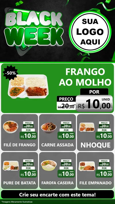 Modelo de Rede Social para Stories com o tema Black Week para Restaurante