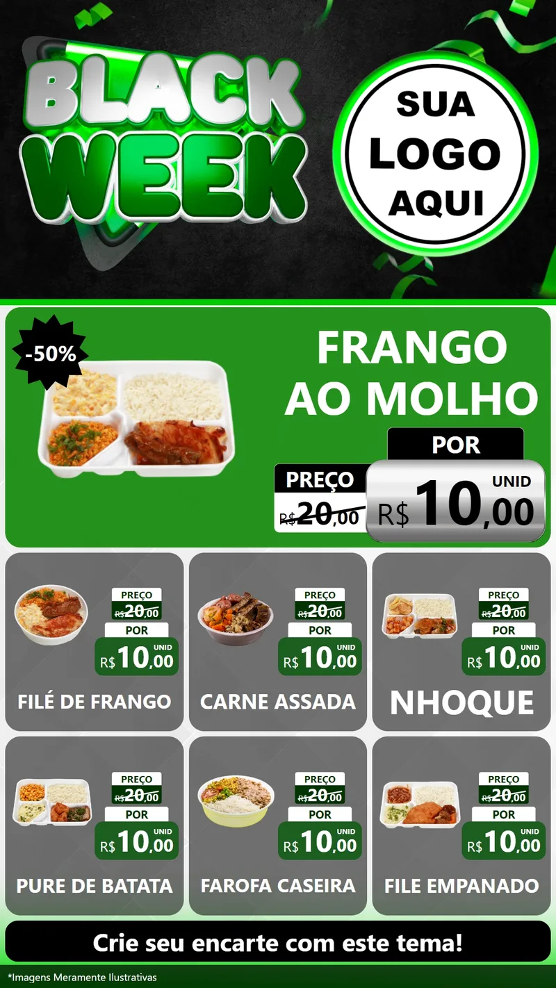 Modelo de Rede Social para Stories com o tema Black Week para Restaurante