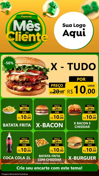 Modelo de Rede Social para Stories com o tema Especial Mês do Cliente para Hamburgueria