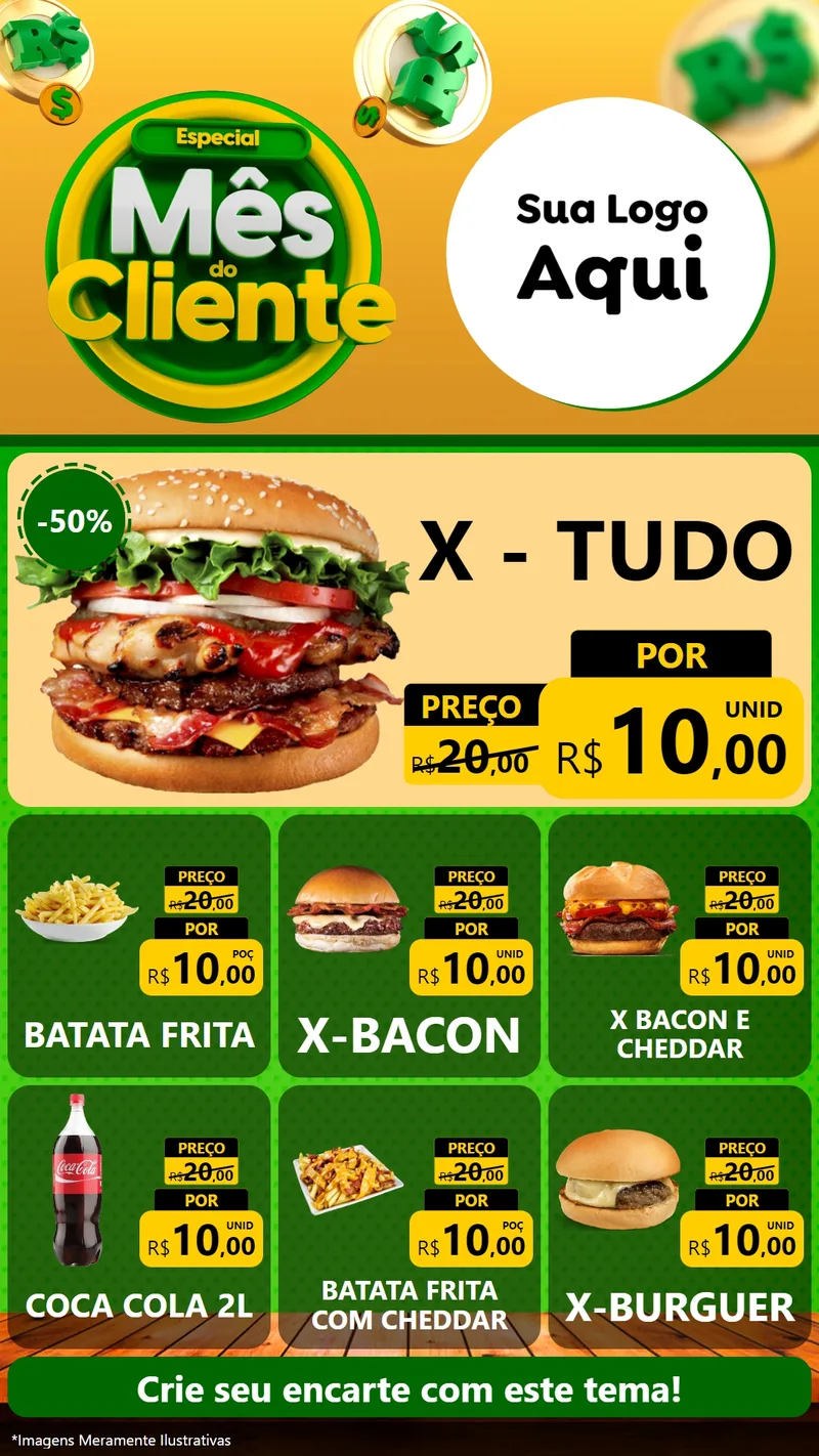 Modelo de Rede Social para Stories com o tema Especial Mês do Cliente para Hamburgueria