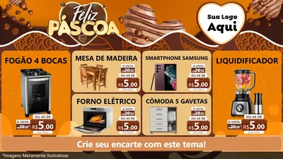 Modelo de TV para TV Horizontal com o tema Feliz Páscoa para Móveis e Eletro