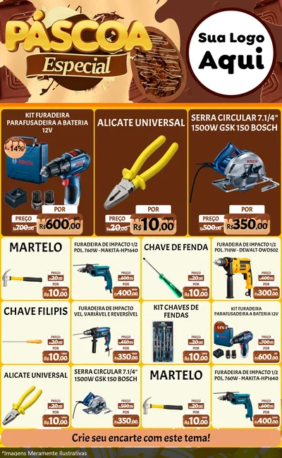 Modelo de Encarte para Encarte Grande com o tema Páscoa Especial para Maquinas e Ferramentas