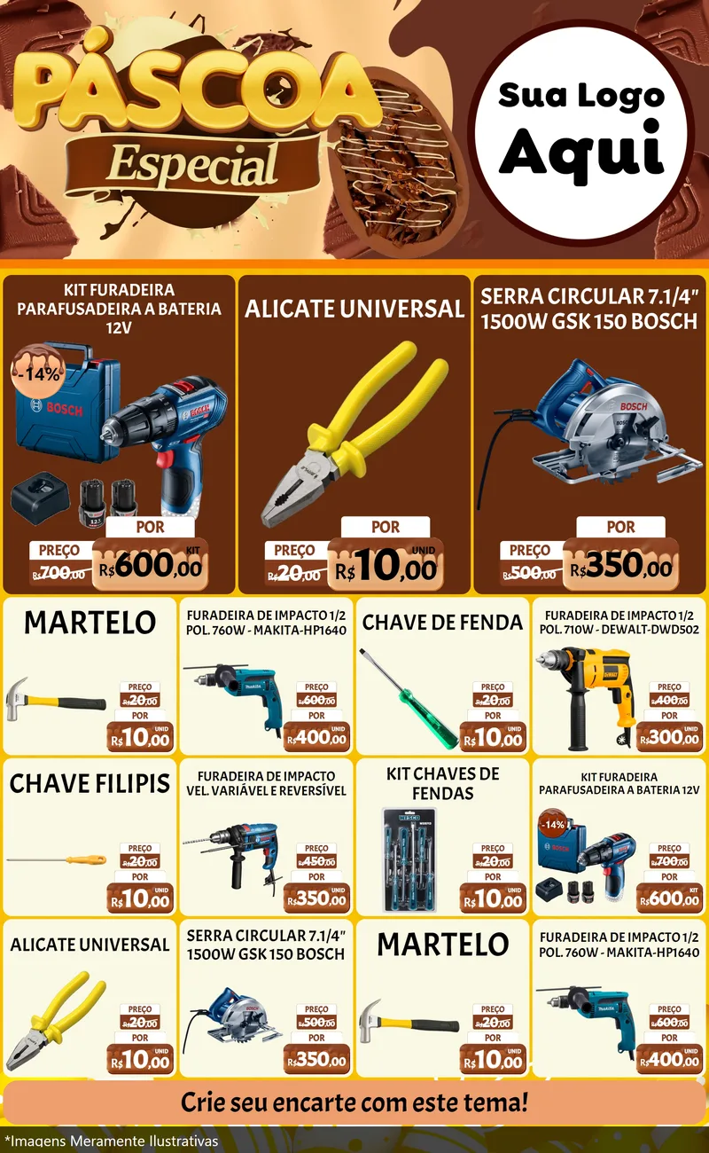 Modelo de Encarte para Encarte Grande com o tema Páscoa Especial para Maquinas e Ferramentas