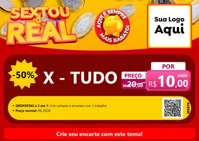 Modelo de Cartaz para Cartaz A4 Horizontal com o tema Sextou do Real para Hamburgueria