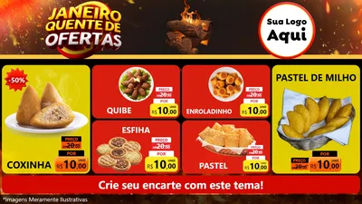 Modelo de TV para TV Horizontal com o tema Janeiro Quente de Ofertas para Salgadaria