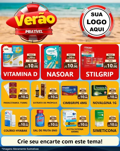 Modelo de Rede Social para Feed Instagram com o tema Verão Imbatível para Farmácia