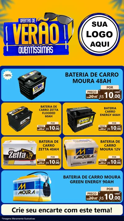Modelo de TV para TV Vertical com o tema Ofertas de Verão Quentíssimas para Baterias Elétricas