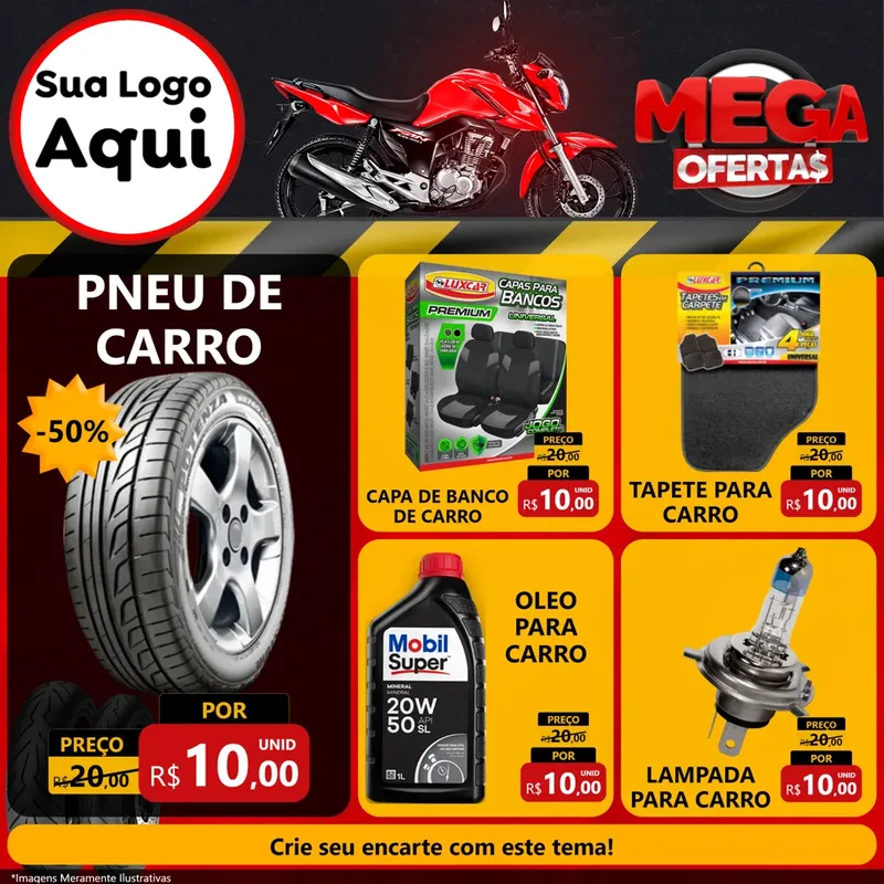 Modelo de Rede Social para Feed Facebook com o tema Mega Ofertas - Motopeças para Auto peças