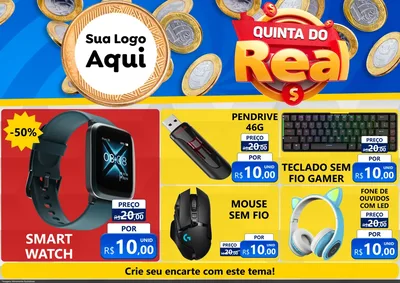 Modelo de Encarte para Encarte A4 Horizontal com o tema Quinta do Real para Informática