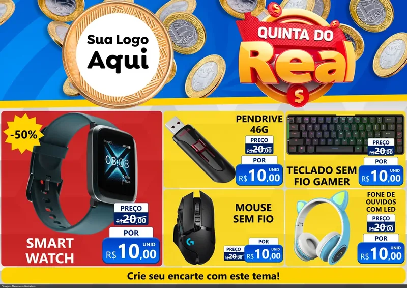 Modelo de Encarte para Encarte A4 Horizontal com o tema Quinta do Real para Informática