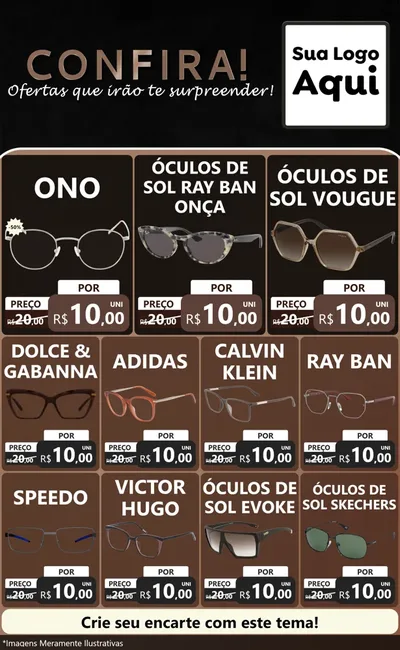 Modelo de Encarte para Encarte Grande com o tema Confira! Ofertas que irão te surpreender! para Óticas