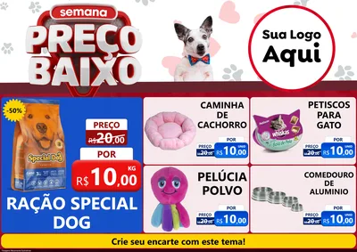 Modelo de Encarte para Encarte A4 Horizontal com o tema Semana Preço Baixo - Pet Shop para Pet Shop