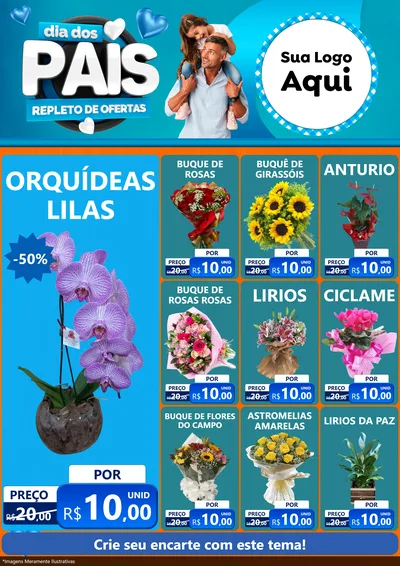 Modelo de Encarte para Encarte A4 Vertical com o tema Dia Dos Pais Repleto de Ofertas para Floricultura e jardim