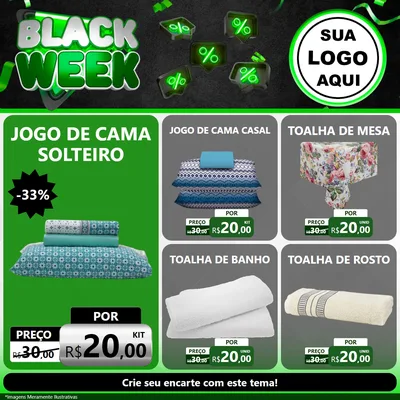 Modelo de Rede Social para Feed Facebook com o tema Black Week para Cama, Mesa e Banho