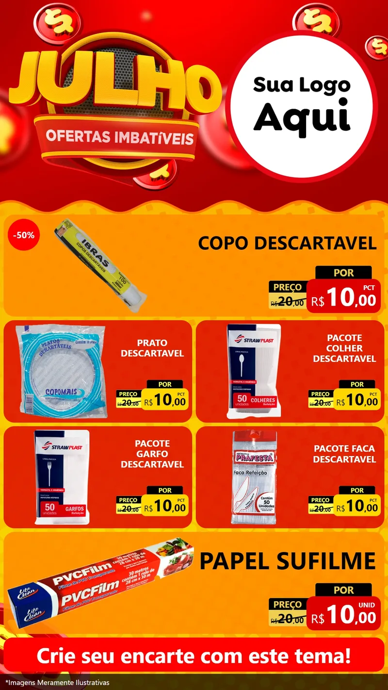 Modelo de TV para TV Vertical com o tema Julho Ofertas Imbatíveis para Embalagens
