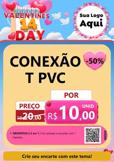 Modelo de Cartaz para Cartaz A4 Vertical com o tema Valentine's Day para Tubos e conexões