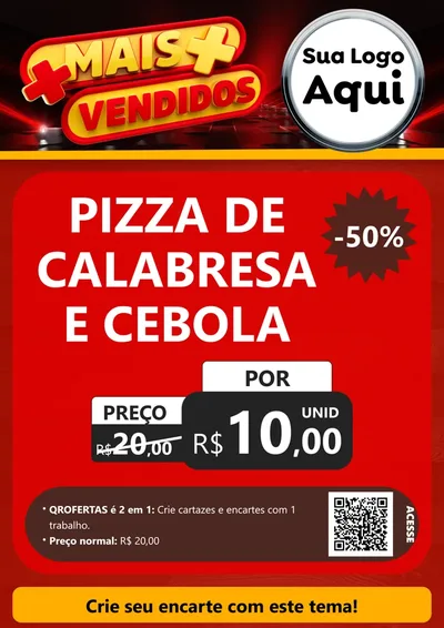 Modelo de Cartaz para Cartaz A4 Vertical com o tema Mais Vendidos para Pizzaria