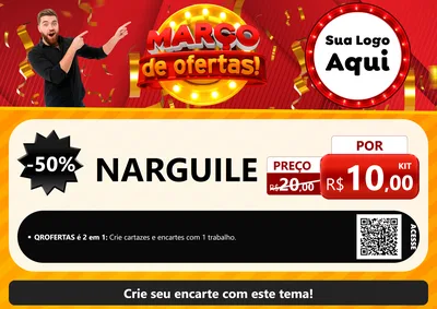 Modelo de Cartaz para Cartaz A4 Horizontal com o tema Março de Ofertas! para Tabacaria