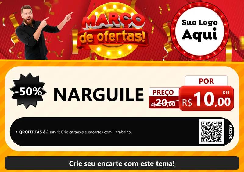 Modelo de Cartaz para Cartaz A4 Horizontal com o tema Março de Ofertas! para Tabacaria
