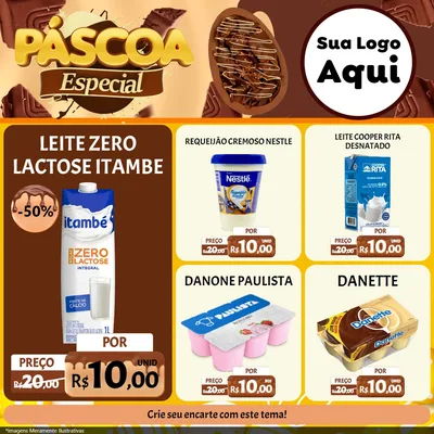 Modelo de Rede Social para Feed Facebook com o tema Páscoa Especial para Frios e Laticínios
