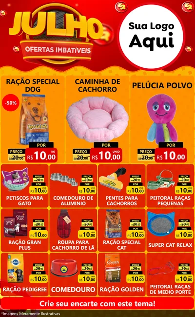 Modelo de Encarte para Encarte Grande com o tema Julho Ofertas Imbatíveis para Pet Shop
