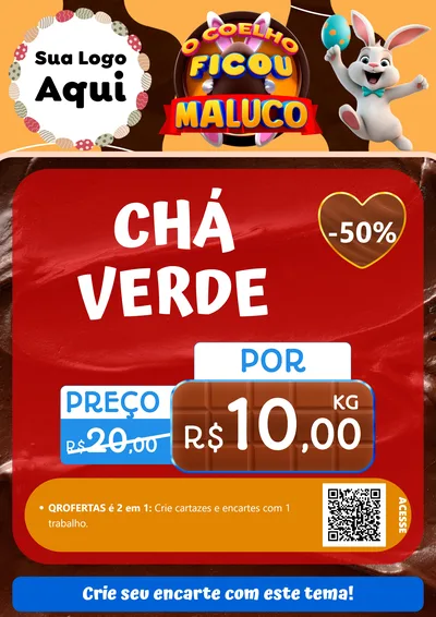 Modelo de Cartaz para Cartaz A4 Vertical com o tema O Coelho Ficou Maluco - Páscoa para Produtos Naturais