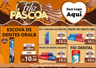 Modelo de Encarte para Encarte A4 Horizontal com o tema Feliz Páscoa para Higiene Pessoal
