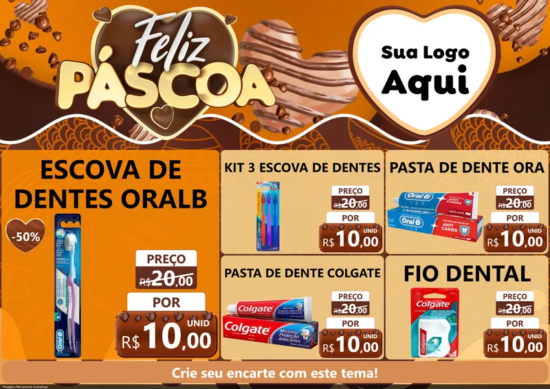 Modelo de Encarte para Encarte A4 Horizontal com o tema Feliz Páscoa para Higiene Pessoal