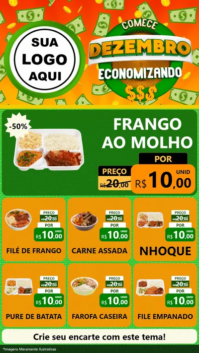 Modelo de Rede Social para Stories com o tema Comece Dezembro Economizando para Restaurante