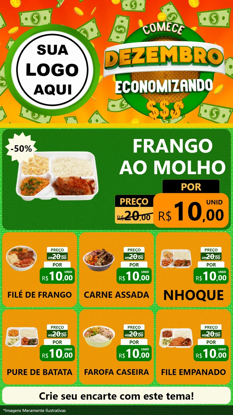 Modelo de Rede Social para Stories com o tema Comece Dezembro Economizando para Restaurante