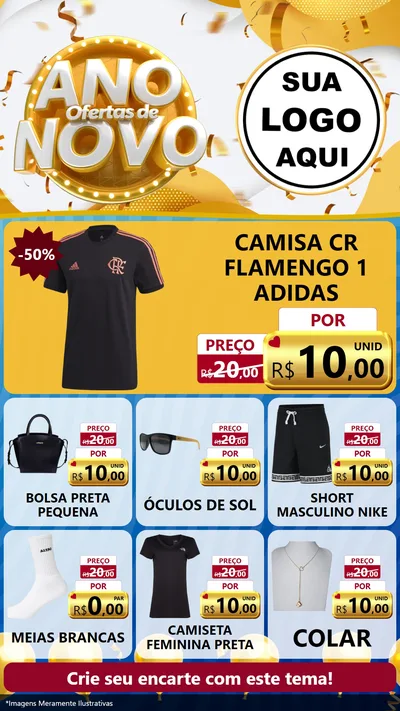 Modelo de Rede Social para Stories com o tema Ofertas de Ano Novo para Roupas e acessórios