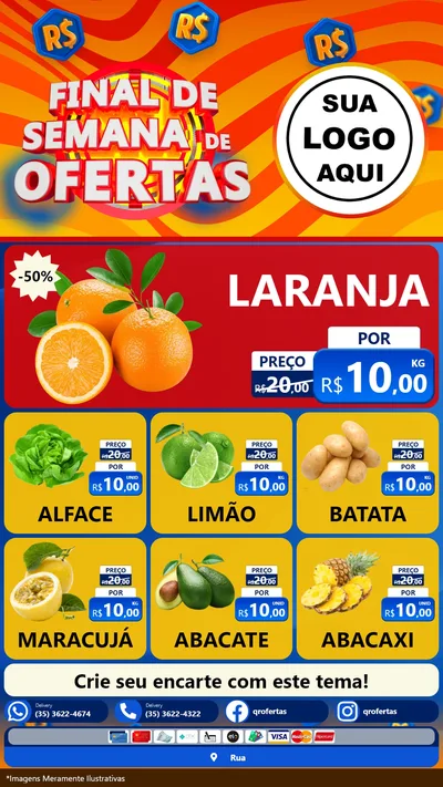 Modelo de Rede Social para Stories com o tema Final de Semana de Ofertas para Hortifrúti