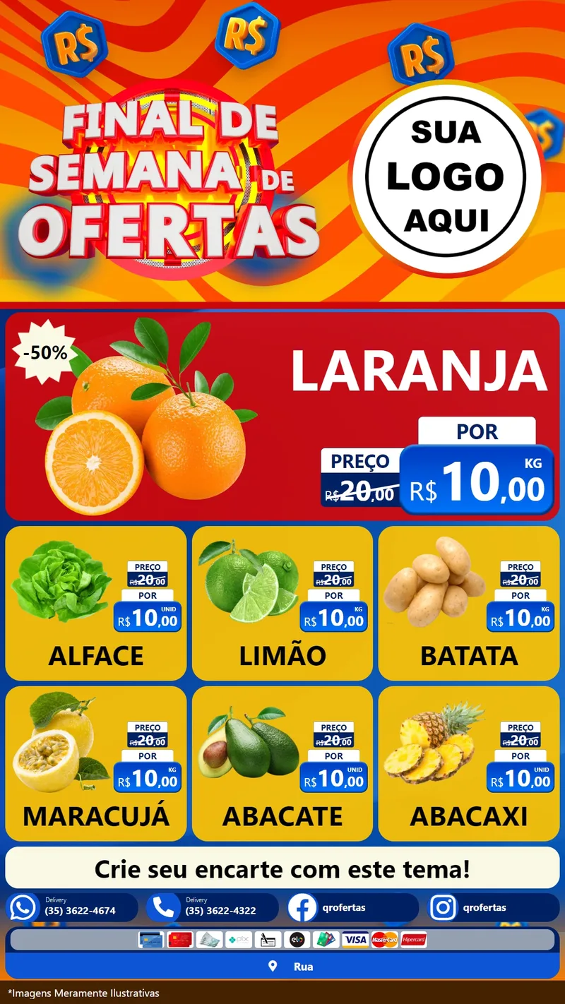 Modelo de Rede Social para Stories com o tema Final de Semana de Ofertas para Hortifrúti