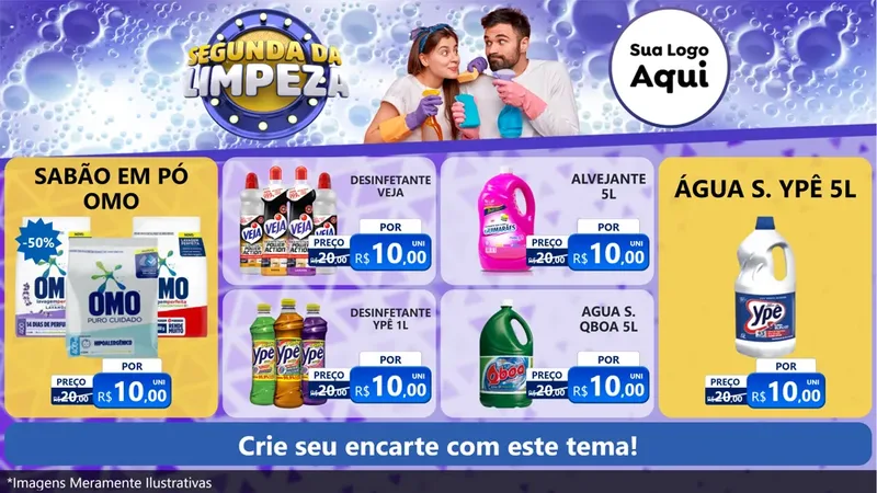 Modelo de TV para TV Horizontal com o tema Segunda da Limpeza para Produtos de Limpeza