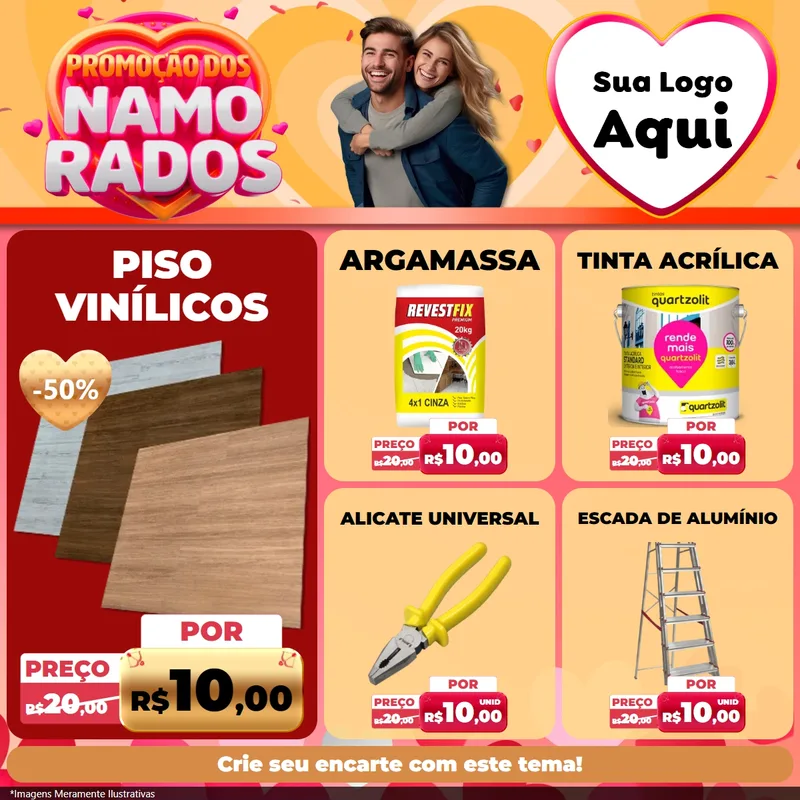 Modelo de Rede Social para Feed Facebook com o tema Promoção dos Namorados para Material para Construção