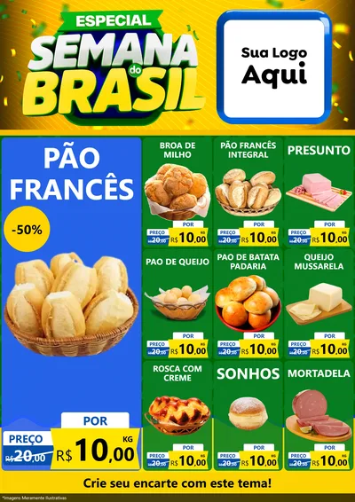 Modelo de Encarte para Encarte A4 Vertical com o tema Especial Semana do Brasil para Padaria