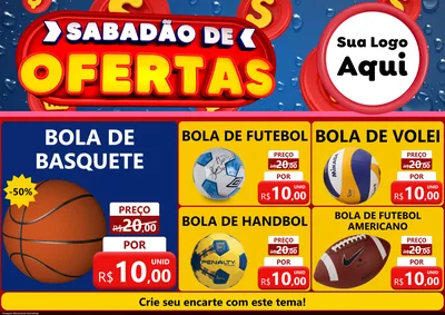 Modelo de Encarte para Encarte A4 Horizontal com o tema Sabadão de Ofertas para Artigos Esportivos
