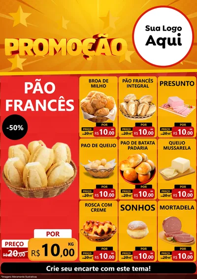 Modelo de Encarte para Encarte A4 Vertical com o tema Promoção para Padaria