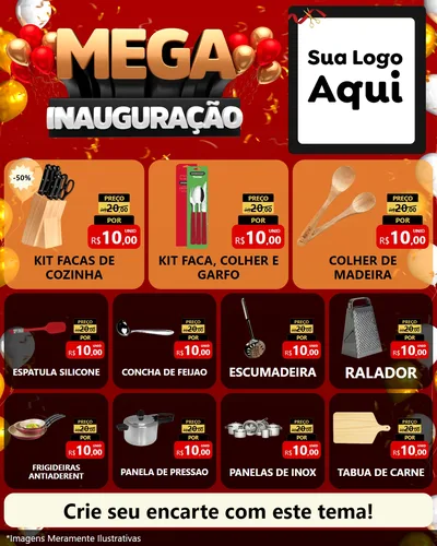 Modelo de Rede Social para Feed Instagram com o tema Mega Inauguração para Utilidades Domésticas